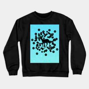 BLACK FAWN BLUE BACKGROUND Crewneck Sweatshirt